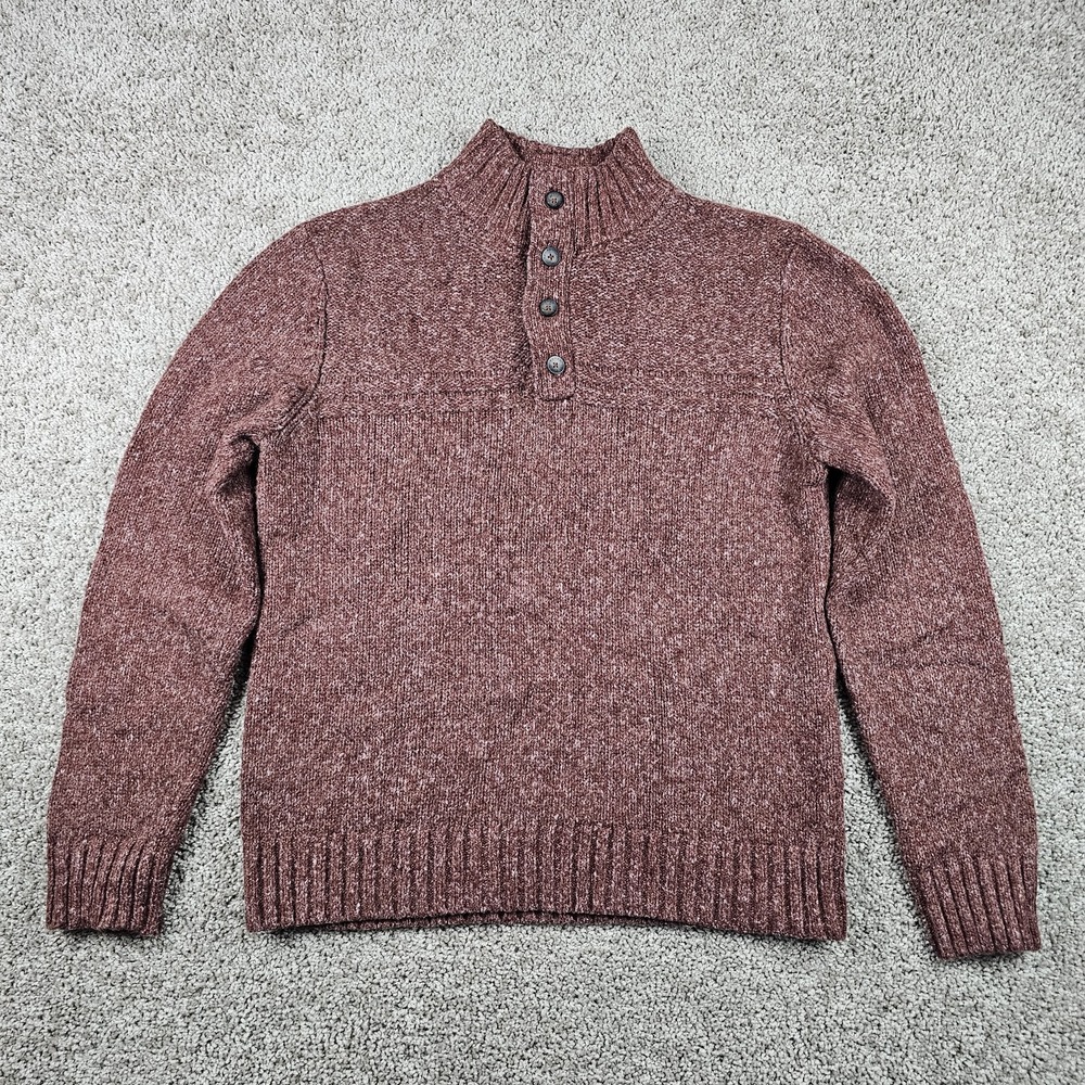 Royal Robbins Sequoia Men's L Henley Sweater Red Heather Button Wool Blend